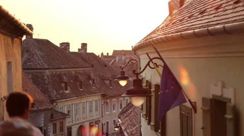 Lanterns on Old Building Stock Footage 46115990