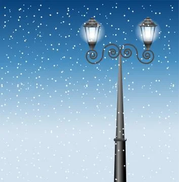 Lanterns on a post on a background sky Stock Illustration