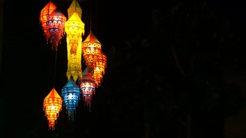 Lanterns swaying in the wind Stock Footage 81138632