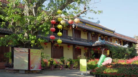 Lanterns swaying in wind at Hoi An Ancient Town, Vietnam Stock Footage 88723273