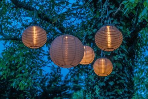 Lanterns on the tree Stock Photos