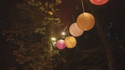 Lanterns in the tress 3 Stockbeeldmateriaal 119074579