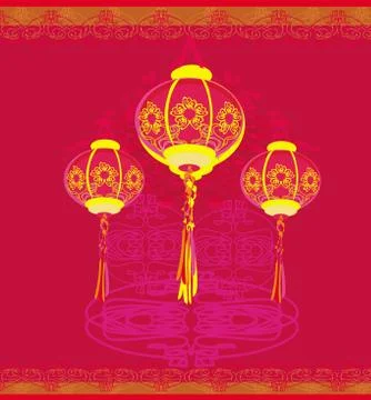 Lanterns will bring good luck and peace to prayer during Mid-Autumn Festival  Stock Illustration