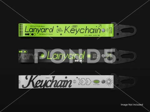 Lanyard Keychain Mockup 3D Rendering Accessories Merchandise PSD 템플릿
