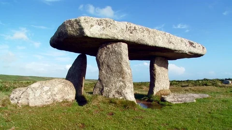 Lanyon Quoit neolithic dolmen, Morvah, Cornwall, England Stock Footage 74596903