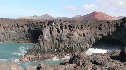 Lanzarote - cliffs - ocean Stock Footage 55491966