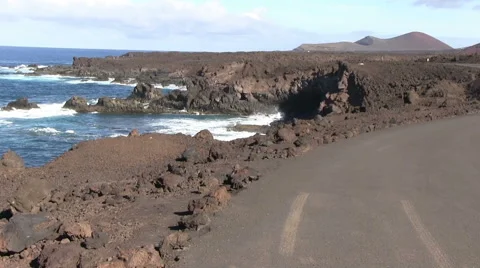 Lanzarote  - road - lava Stock Footage 55479552