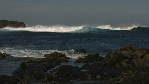 Lanzarote, summer, waves, La Santa Sports Stock Footage 89689567