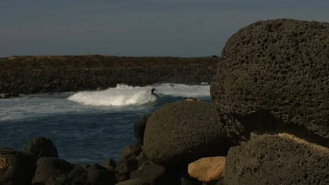 Lanzarote, summer, waves, La Santa Sports Stock Footage 89787828