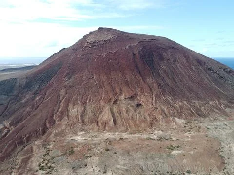 Lanzarote Volcano.Caldera Trasera in Soo. Lanzarote. Canary Islands.Aerial Stock Photos