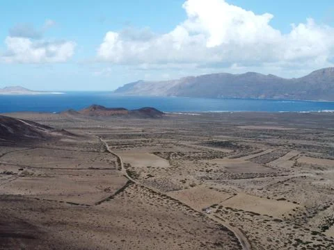 Lanzarote Volcano.Caldera Trasera in Soo. Lanzarote. Canary Islands.Aerial Stock Photos