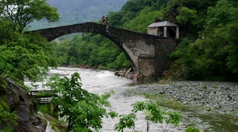 Lanzo Torinese, the Devils Bridge Stock Footage 52115588