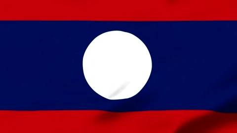 Lao national flag waving in the wind with white circle Stock Footage 343317271