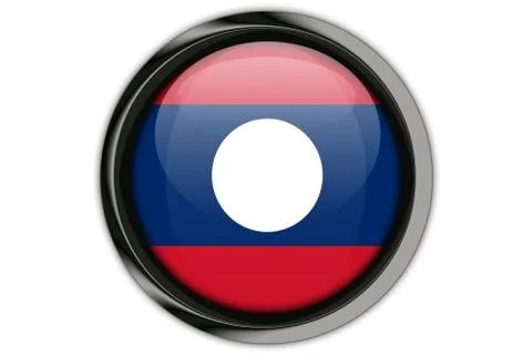 Lao PDR  flag in the button pin Isolated on White Background Stockfoto's