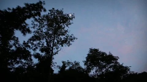 The Lao sky with full moon at night filmed from the river Stock Footage 104121193