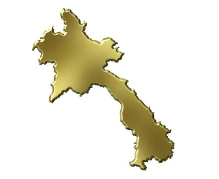 Laos 3d golden map Stock Illustration
