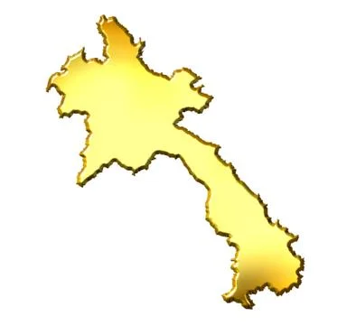 Laos 3d Golden Map Stock Illustration