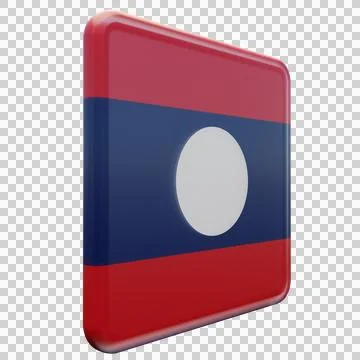 Laos 3d illustration flag on pole. Wood flagpole Stock Illustration
