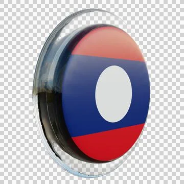Laos 3d illustration flag on pole. Wood flagpole Stock Illustration
