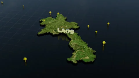 Laos 3D Map With Animation Stock Footage 307707112
