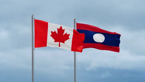 Laos and Canada flag Stock Footage 252024157