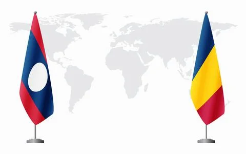 Laos and Chad flags for official meeting Stock Illustration