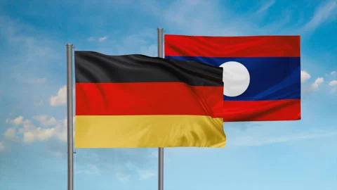 Laos and Germany flag Stock Footage 245111195