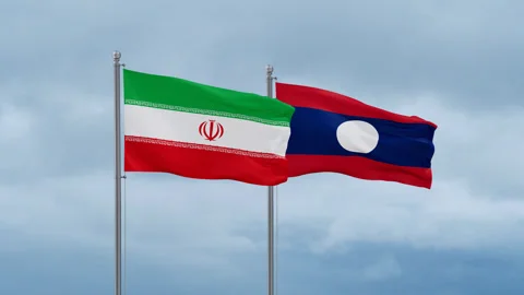 Laos and  Iran flag 스톡 동영상 252827764