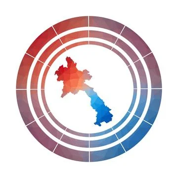 Laos badge. Bright gradient logo of country in low poly style. Multicolored.. イラスト素材