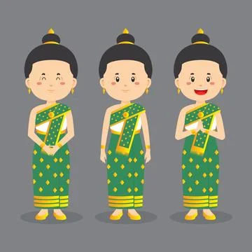 Laos Character with Various Expression Stock Illustration