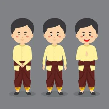 Laos Character with Various Expression Stock Illustration