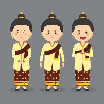 Laos Character with Various Expression Stock Illustration