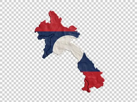 Laos clay flag map isolated on transparent background. Stock Photos