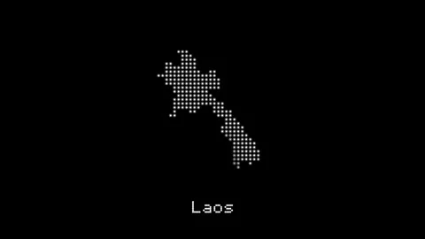 Laos country map changing dots pattern animation Vídeo Stock 346890977