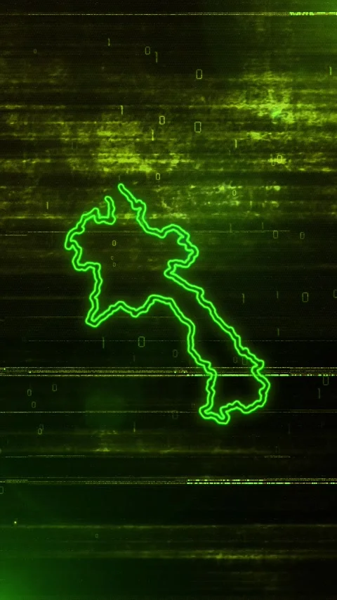 Laos Digital Futuristic Glitch Map Stock Footage 334593368