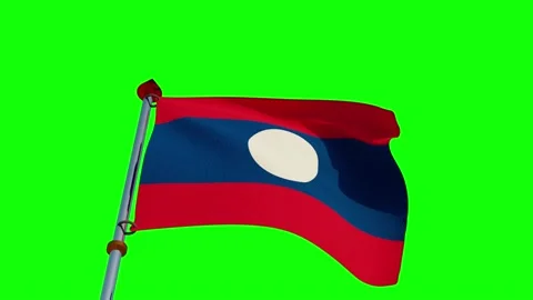 Laos Flag in 3D Stock Footage