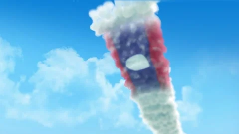 Laos Flag 3D Render Animation Created with Colored Smoke Trails by Aircraft 스톡 동영상 332308391