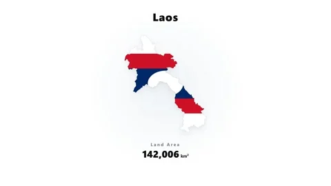 Laos - Flag And Land Area Statistics - Digital Graphics Stock Footage 342625622