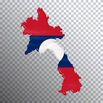 Laos flag and map, transparent background Stock Illustration