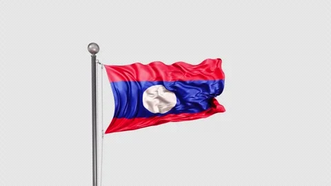 Laos Flag  Animation Loop Include Alpha 3D Rendering Stock Footage 312076955