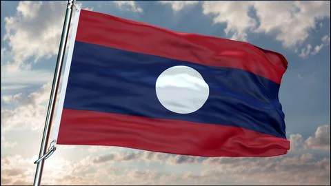 Laos flag background realistic waving in the wind 8K Ilustración de archivo