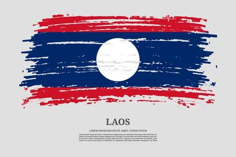 Laos flag with brush stroke effect and information text poster, vector Stock Illustration