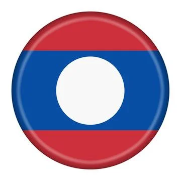 Laos flag button 3d illustration with clipping path Stock Illustration