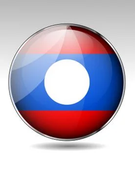 Laos flag button Stock Illustration