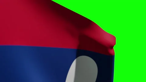 Laos Flag Close Видео 136136599