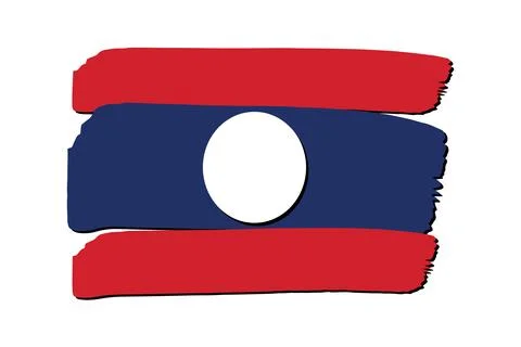 Laos Flag with colored hand drawn lines in Vector Format Stock Illustration