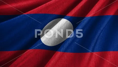 The Laos flag consists of three horizontal stripes: red on the top and bott.. PSD Template