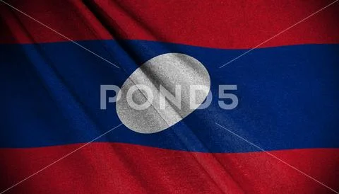 The Laos flag cotton wave isolated on dark, the Laos flag waving for fabric.. PSD 템플릿
