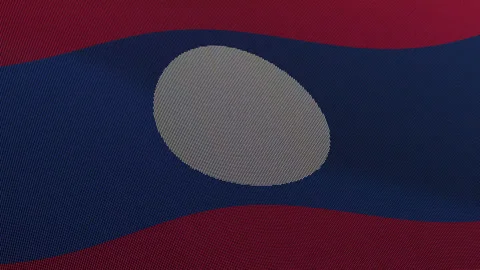 Laos Flag Digital Particle Waving Seamless Loop Animation on Black Background Stock Footage 339302966