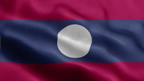 Laos flag Front Stock Footage 318666219